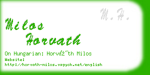 milos horvath business card